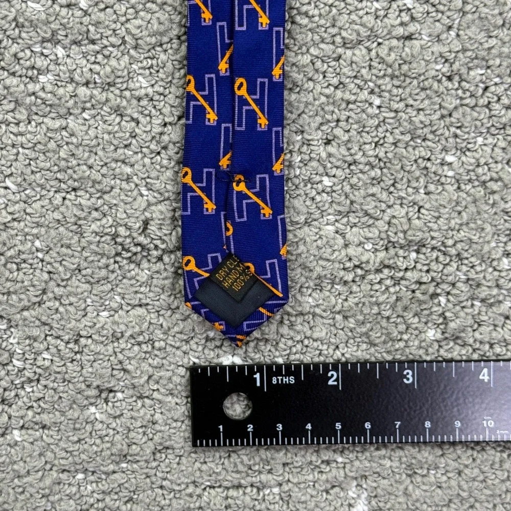 Alynn Necktie Mens OS Purple Gold Key Geometric Silk Business Preppy Novelty